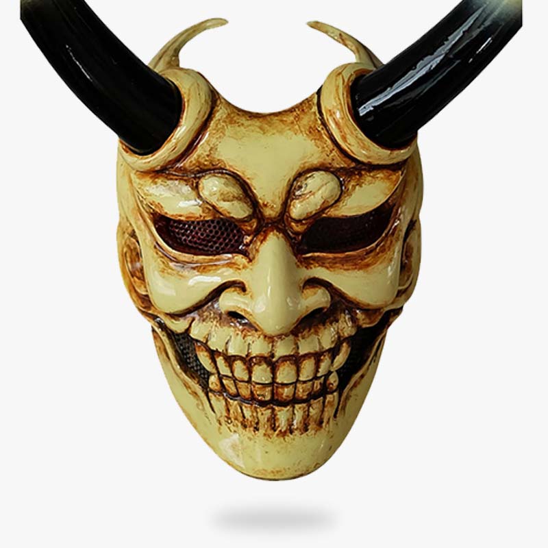 Grüne Oni Dämon Maske aus Fiberglas mit Hörnern für Cosplay