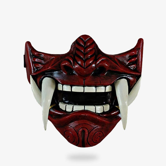 Oni Halbmaske mit Dämonengesicht und spitzen Zähnen