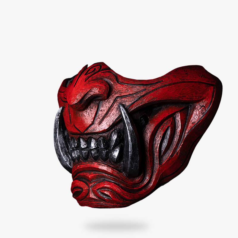 Von einem Kunsthandwerker gefertigte Oni Maske aus Fiberglas, ideal für Cosplay und Halloween