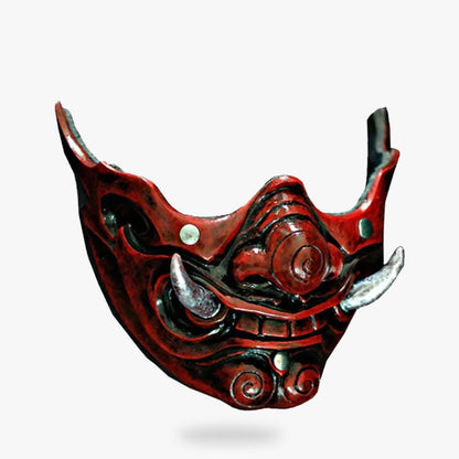 Von einem Kunsthandwerker gefertigte Oni Maske als Halbmaske für das Gesicht
