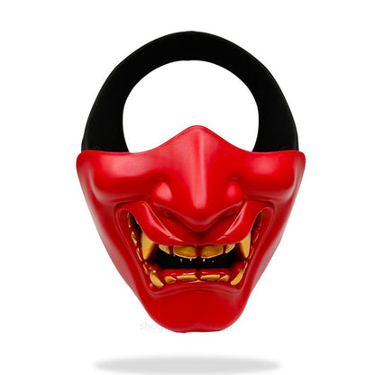 Rote Oni Maske aus Fiberglas im Samurai Stil für Cosplay