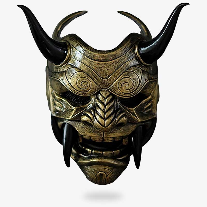Traditionelle Oni-Maske im japanischen Stil aus Fiberglas mit Hörnern
