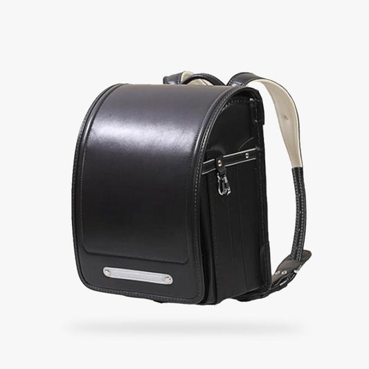 Schwarzer Randoseru Rucksack für Erwachsene aus robustem Leder