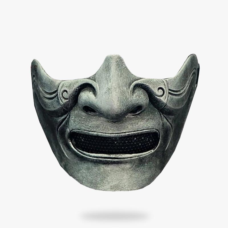 Graue Samurai Halbmaske im Yurei-Geist-Design aus Fiberglas