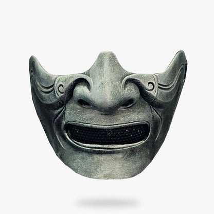 Graue Samurai Halbmaske im Yurei-Geist-Design aus Fiberglas