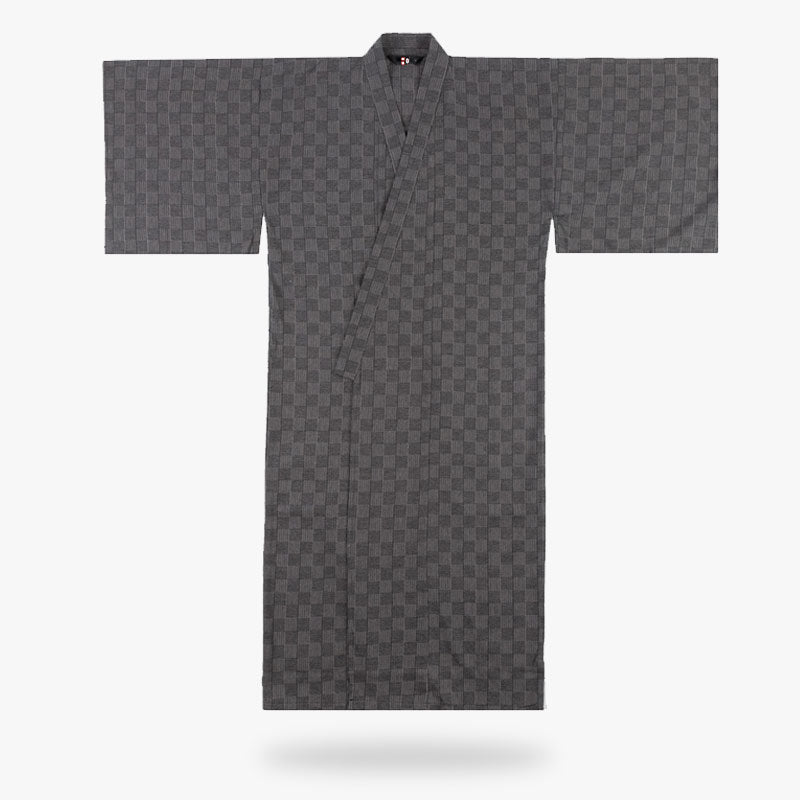 Samurai Kimono für Herren aus grauer Baumwolle in Vorderansicht