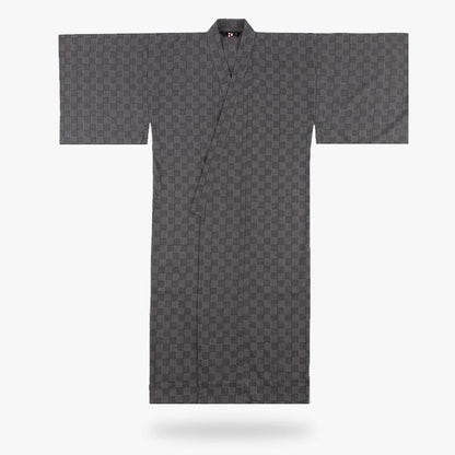 Samurai Kimono für Herren aus grauer Baumwolle in Vorderansicht