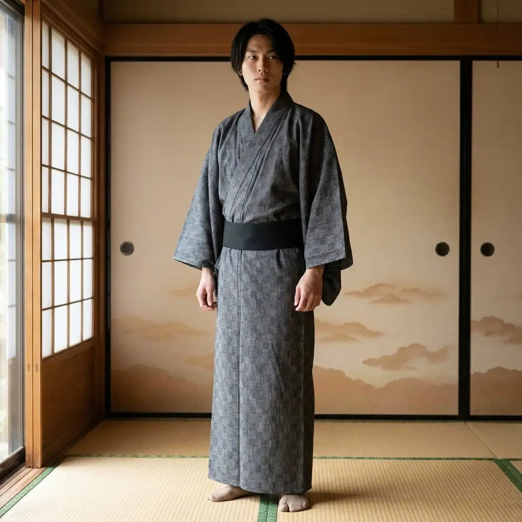 Samurai Kimono für Herren in der Vorderansicht mit weiten Ärmeln