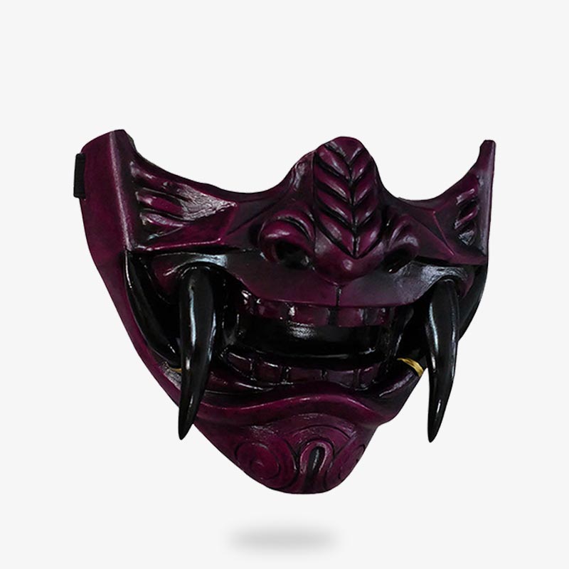 Von einem Kunsthandwerker bemalte Oni-Maske als Samurai Helm Halbmaske