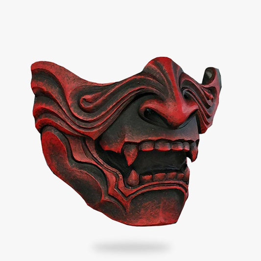 Halbe Mempo-Maske mit Drachenmotiv, inspiriert von japanischen Samurai-Kriegern