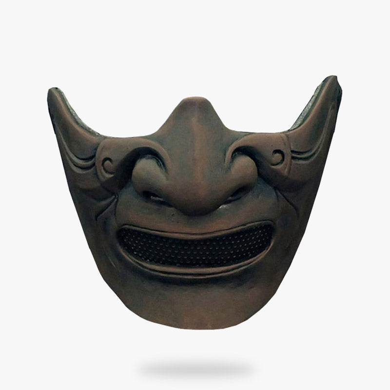 Samurai Oni Maske als Halbmaske mit Yurei Geistermotiv