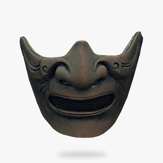 Samurai Oni Maske als Halbmaske mit Yurei Geistermotiv