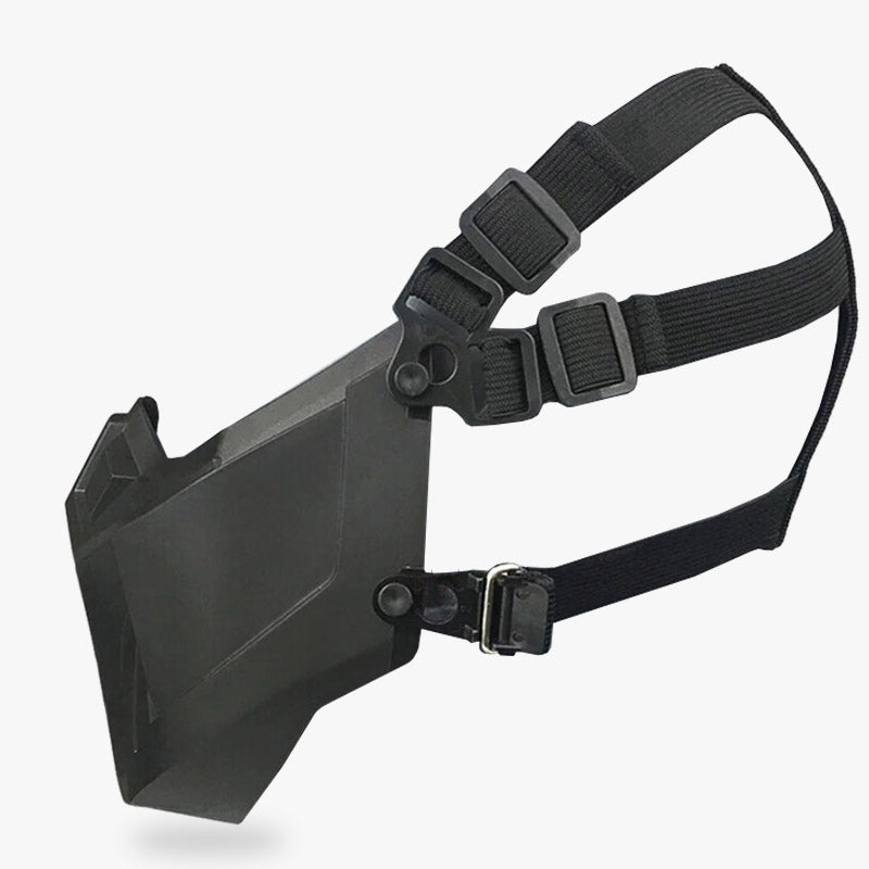 Schwarze Ninja-Maske mit schwarzen Bändern zur Befestigung am Kopf