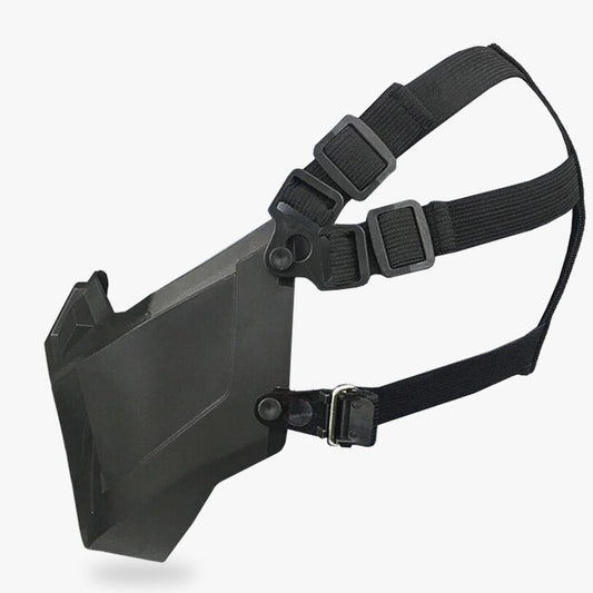 Schwarze Ninja-Maske mit schwarzen Bändern zur Befestigung am Kopf