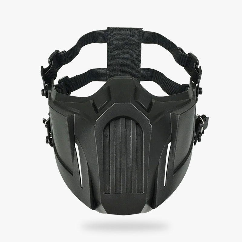 Schwarze Ninja-Maske mit Kopfband zum Befestigen am Kopf