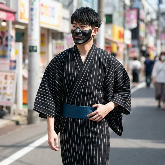 Schwarzer Kimono Cosplay in der Vorderansicht