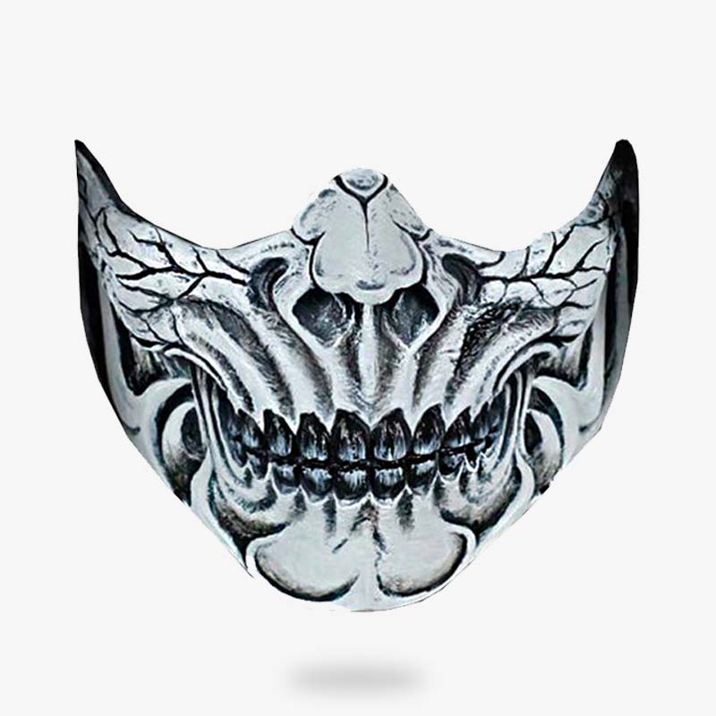 Weiße Shinigami Halbmaske mit Knochenoptik ähnlich einem Kranichschädel