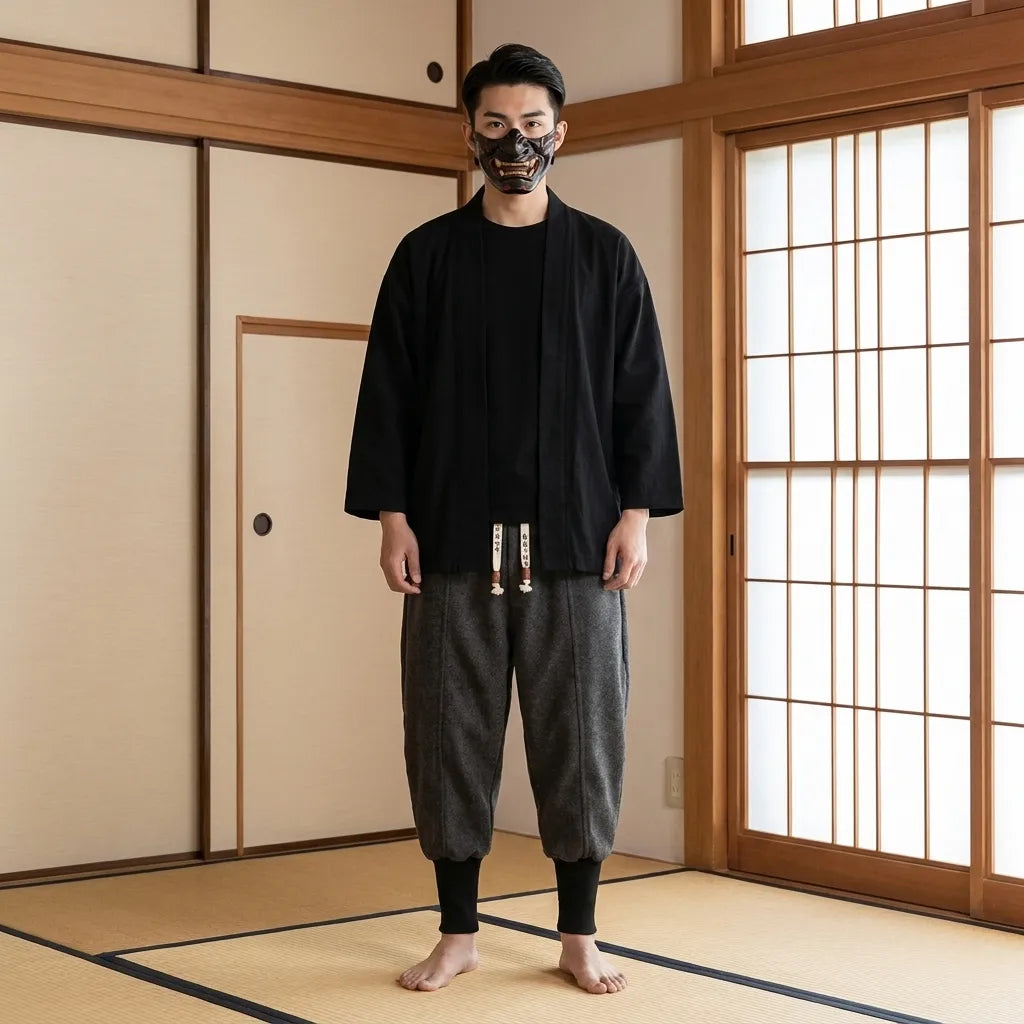 Detailansicht der Shinobi Jogginghose mit Baumwoll-Polyester-Stoff und schmaler Silhouette
