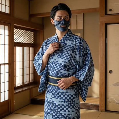 Herren Sommer-Kimono in lockerer Passform, Vorderansicht im Ganzen