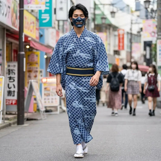 Leichter Sommer-Kimono für Herren, Detailansicht von Ärmeln und Stoff