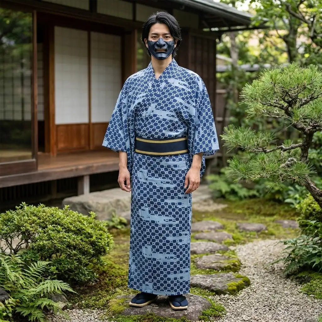 Herren-Kimono offen getragen im lässigen Sommer-Look