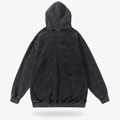 Schwarzer minimalistischer Streetwear-Hoodie im japanischen Stil aus hochwertiger Baumwolle
