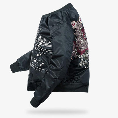 Baseball- und Bikerjacke im Sukajan Stil mit Kami Gottheiten Stickerei