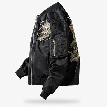 Sukajan Bomberjacke im japanisch inspirierten Stil mit Drachenmotiv
