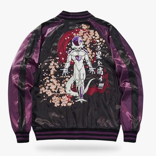 Sukajan Jacke mit Dragon Ball Motiv und Freezer Stickerei auf dem Rücken