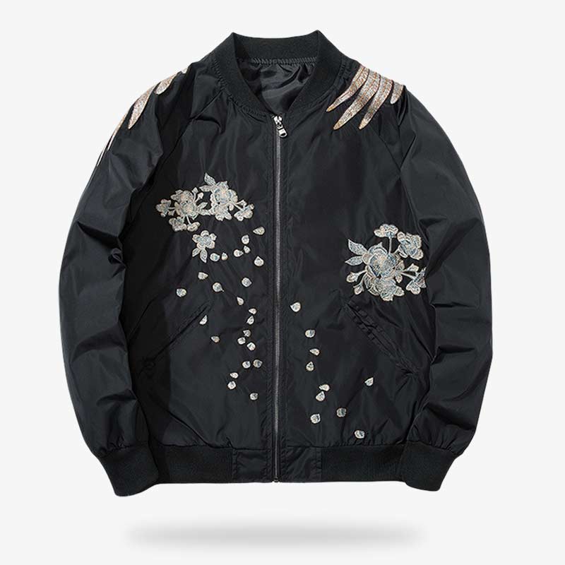 Sukajan Phoenix Bomberjacke mit langen Ärmeln im Souvenir-Stil