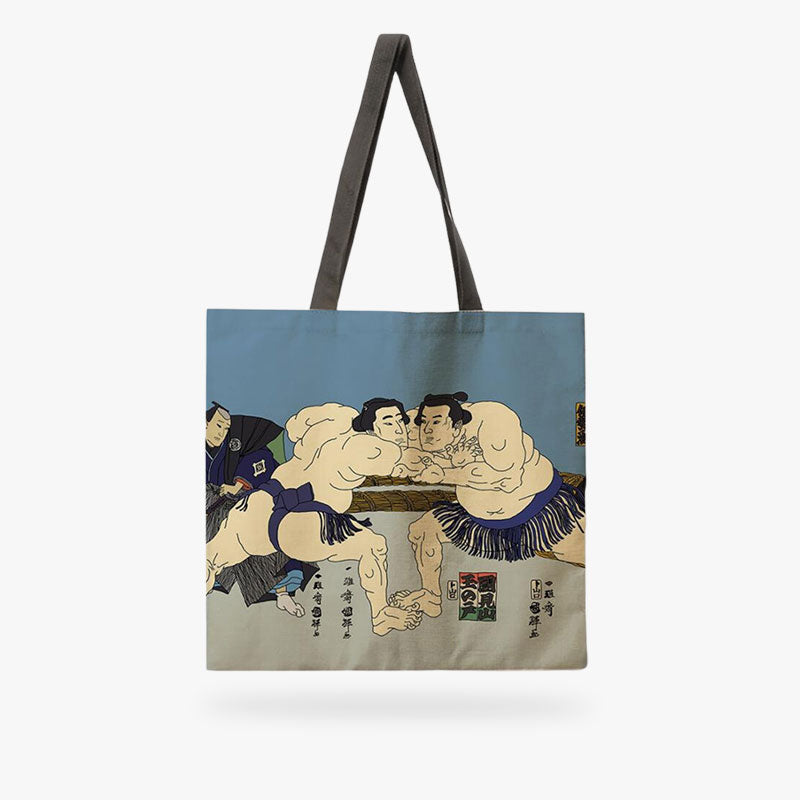 Praktische Sumo Tasche aus Leinen-Canvas mit sumo-inspiriertem Motiv