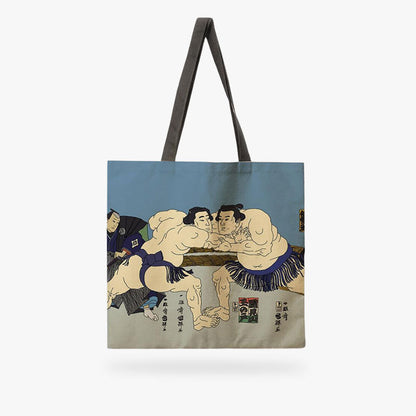 Praktische Sumo Tasche aus Leinen-Canvas mit sumo-inspiriertem Motiv