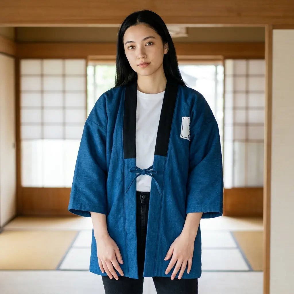 Traditionelle Hanten Jacke im japanischen Stil für Herren aus Baumwolle