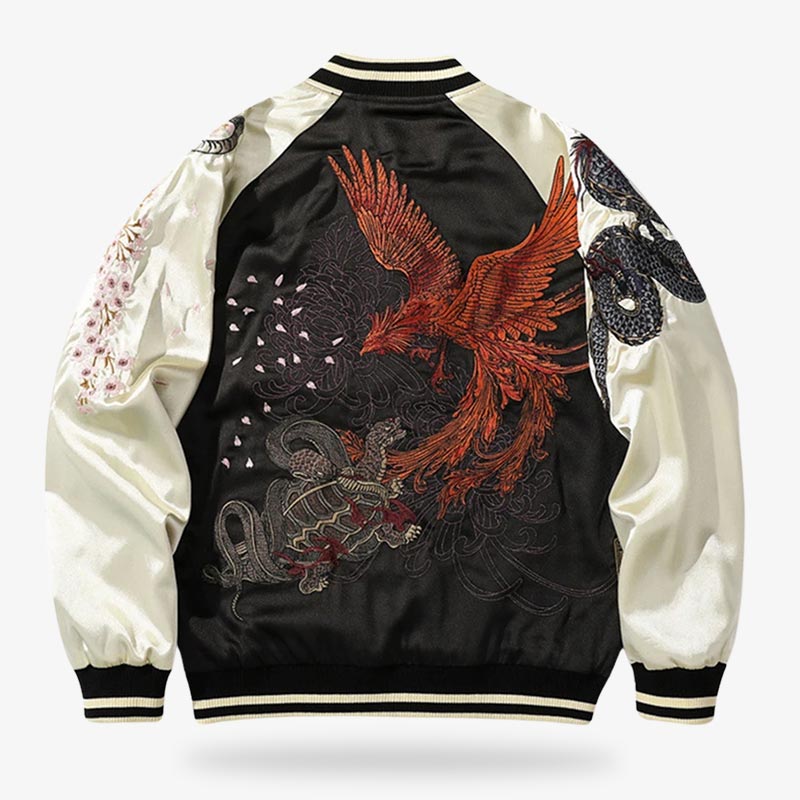 Vintage Sukajan Jacke im klassischen japanisch inspirierten Stil mit kulturell bedeutsamer Stickerei