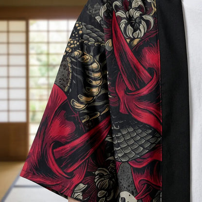 Nahaufnahme von Stoff und Ärmel der Yokai Kimono Haori Jacke