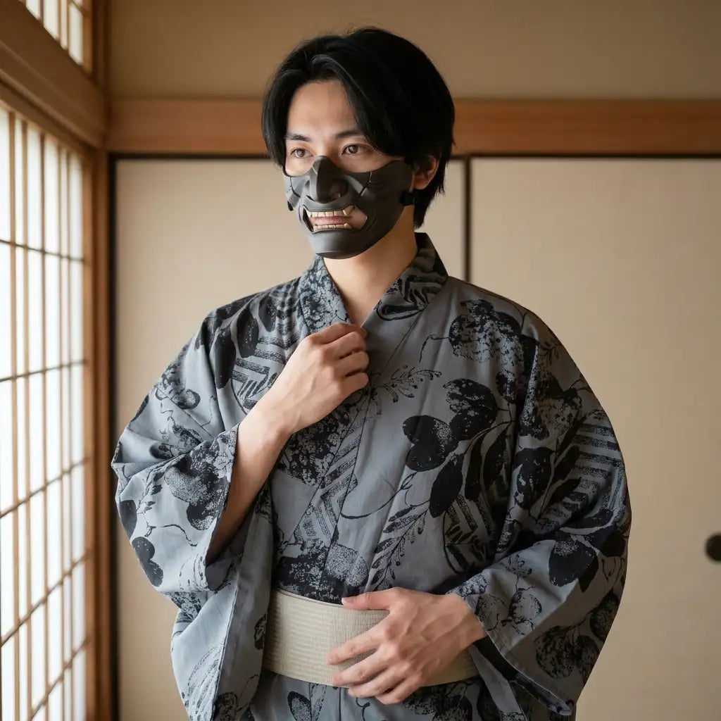Entspannter Yukata Look für Herren im Ryokan-Stil zu Hause